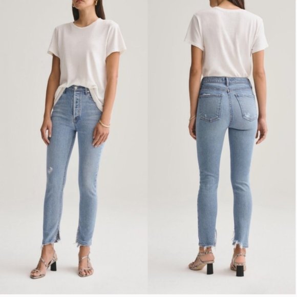 AGOLDE Nico Headlines Raw Hem Distressed Jeans 31 NEW - Picture 1 of 10